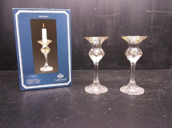Pair Classic Rose Monbijou Candlesticks