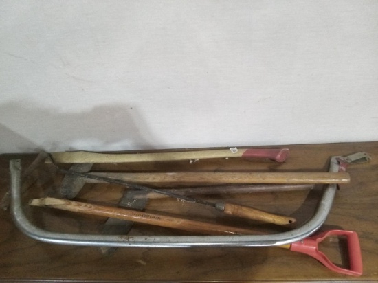 BL-Assorted Hand Tools-Saw Frame, Axe Handle, Maul, Sling Blade