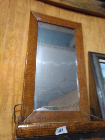 Vintage Framed Mirror with Attached Valet Tray