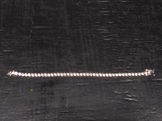 Sterling Silver and Rhinestone Tennis Bracelet