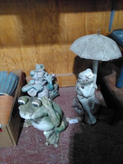 BL-Concrete Frog and Umbrella Garden Figure (2 pcs)