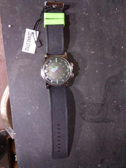 Designer Large Face Watch-Mad Black Face Green Dial