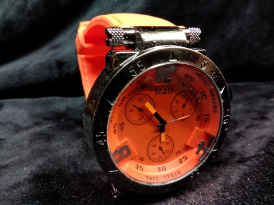 Designer Large Face Watch-Mad Orange Face and Band