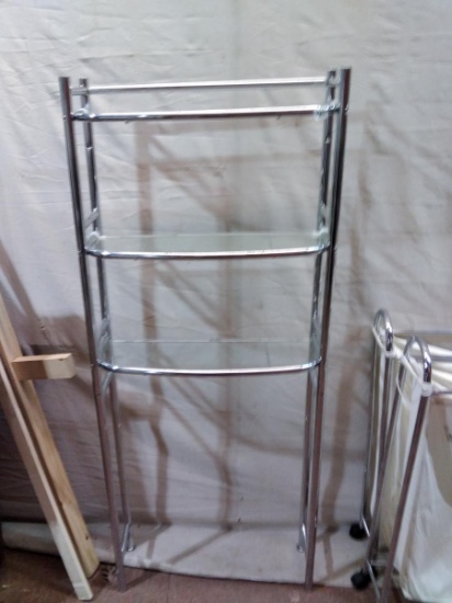 Chrome and Glass Over the Toilet Storage Shelf