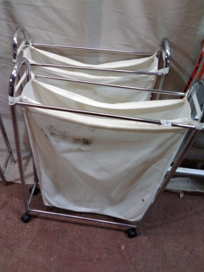 Pair Chrome Rolling Hampers