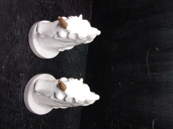 Pair Ceramic Weighted Unicorn Bookends