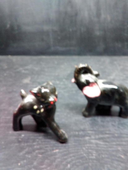 Pair Vintage Brown Glaze Figurines