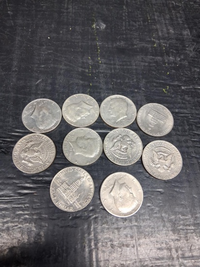 Collection 10 Assorted Dates Kennedy Halves