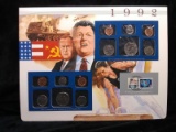 Uncirculated US Mint Set with Historical Info Coin & Stamp Sheet-1992
