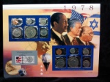 Uncirculated US Mint Set with Historical Info Coin & Stamp Sheet-1978