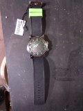 Designer Large Face Watch-Mad Black Face Green Dial