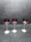 Collection 3 Silver Plated Farbar Bros Art Deco Amethyst  Glass and Chrome Liquor Cocktails glasses