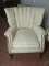 Vintage Upholstered Wing Back Chair with Ball & Claw Feet