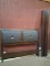 Contemporary Wood and Vinyl Bed with Rails -Queen