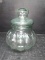Large Vintage Green Glass Apothecary Melon Style Container