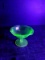 Vintage Green Depression Vaseline Ruffled Edge Dish