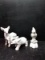 3 pcs Ceramic White with Gold Accents Decorative Animals