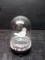 Satin Glass Bird and Glass Dome on Stand