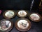 Collection 5 Franklin Porcelain Game Birds of the World Decorative Plates with Wooden Frames