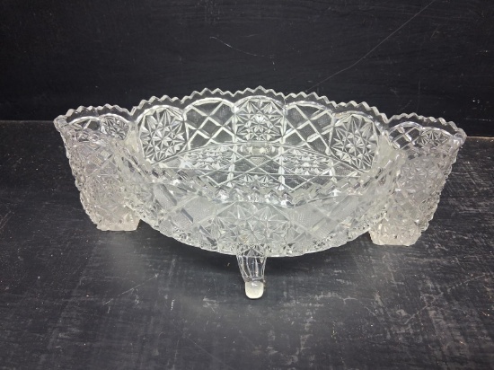 Antique Schale-Obstschale Crystal 2 Flower Footed Centerpiece  1900s