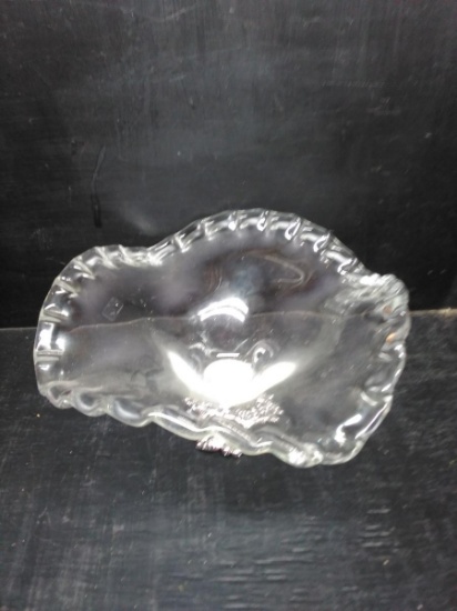 Murano Glass Bowl with Silver Pedestal Base