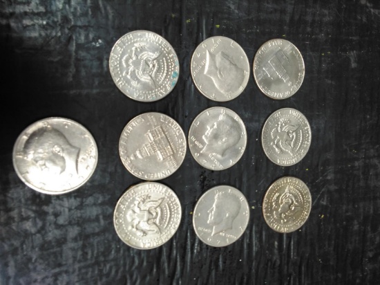 Collection 10 Assorted Date JFK Half Dollars