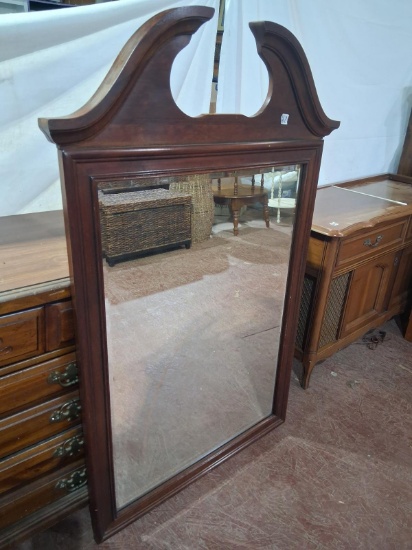 Contemporary Mahogany Hanging Beveled Mirror