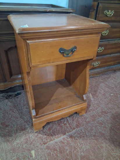 Vintage Hard Rock Maple Single Drawer Side Table