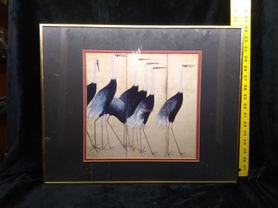 Framed Print-Panel Crowned Cranes