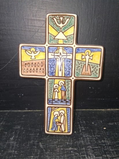 Hand painted Ceramic Cross Decor
