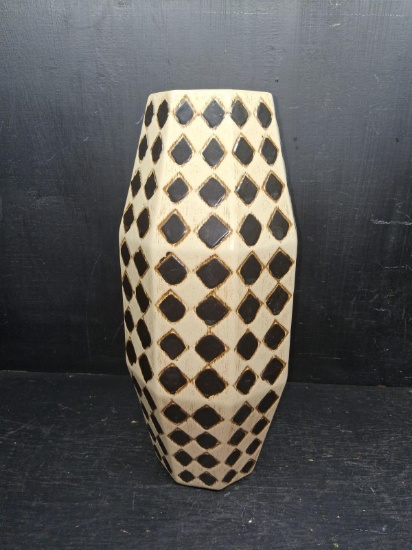 Large Decorative Diamond Style Brown and Natural Vase