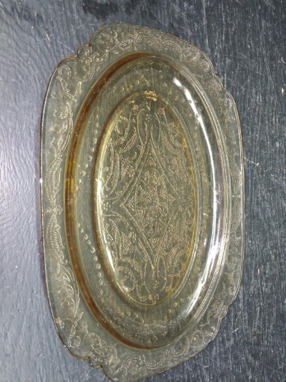 Vintage Amber Depression Oval Platter