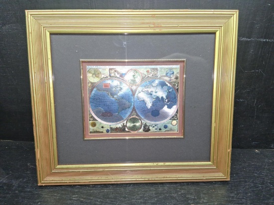 Framed and Matted Foil Art-Old World Earth