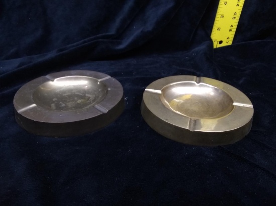 Pair Brass Ashtrays
