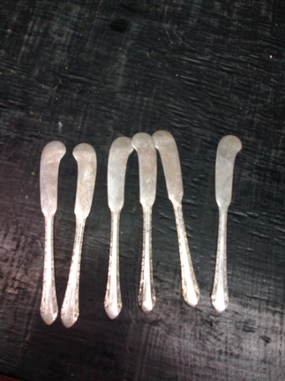 (6) Sterling Silver Butter Knives 24.7 grams each (x6)