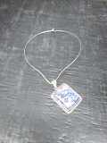 German Silver Soldiate Polished Gemstone Pendant with Choker