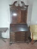 Antique 20th Century Walnut Drop Front Secretary with Ball and Claw Feet