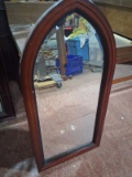 Antique Mahogany Cathedral Framed Beveled Mirror