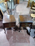 (2) Mahogany Single Drawer Side Tables (x2)