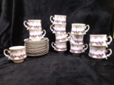 12 pcs Hand painted Japan Purple Violet Cups and Saucers