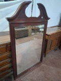 Contemporary Mahogany Hanging Beveled Mirror