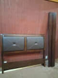 Contemporary Wood and Vinyl Bed with Rails -Queen