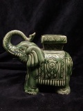 Green Glazed Elephant Figure