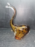 Studio Art Glass Amber Elephant Figure