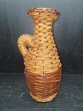 Pottery Jug with Wicker Overlay