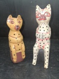 Pair Hand Carved and Painted Cat Figures