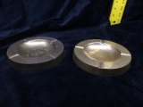 Pair Brass Ashtrays