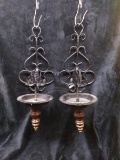Pair Wrought Iron Candlestick Wall Sconces