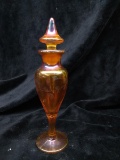Vintage Carnival Glass Iridescent Pedestal Perfume Decanter