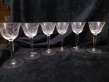 Collection 6 Crystal Etched Stem Glasses